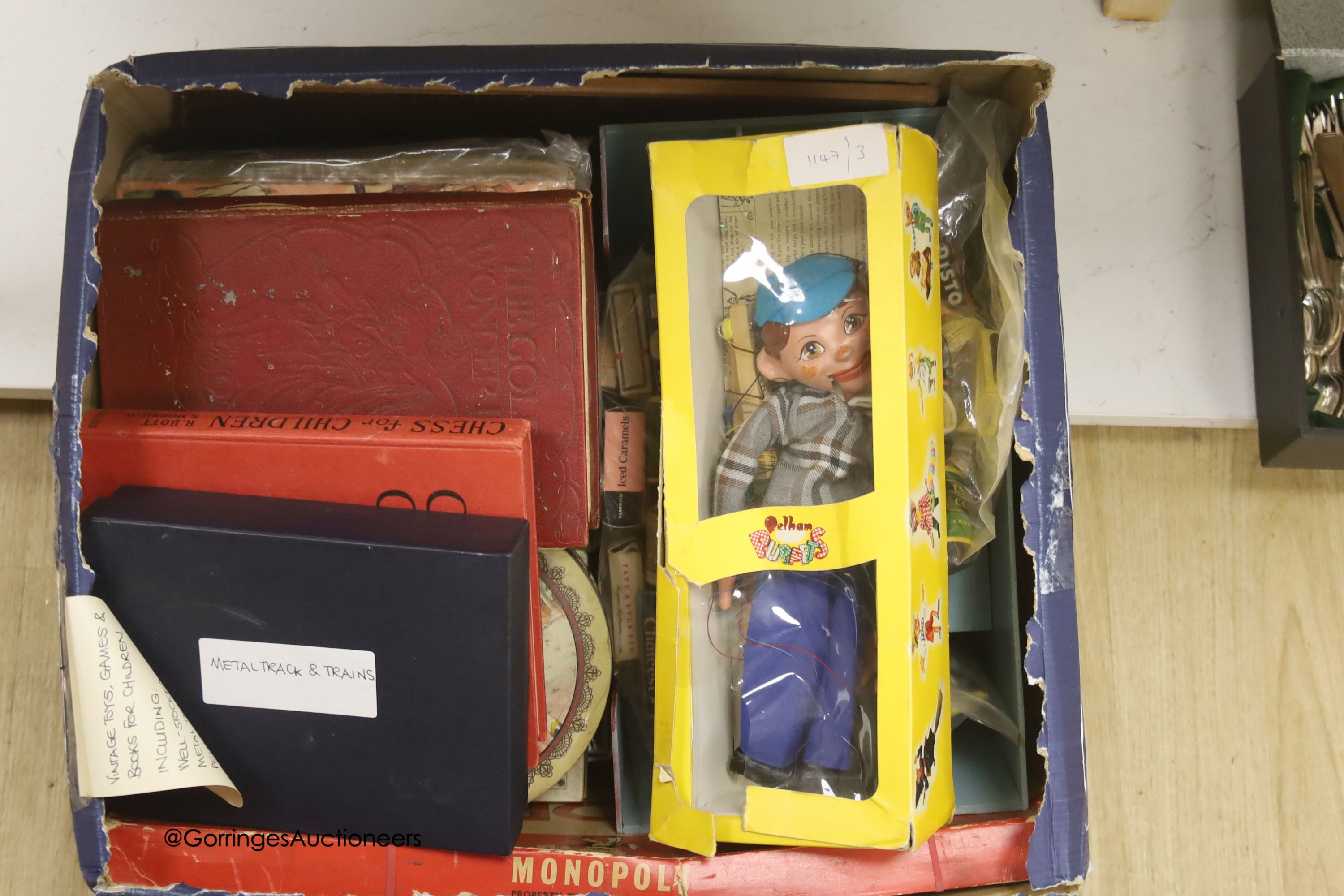 Assorted vintage childrens toys to include packaged shop-stock and accessories, Pelham puppet etc.